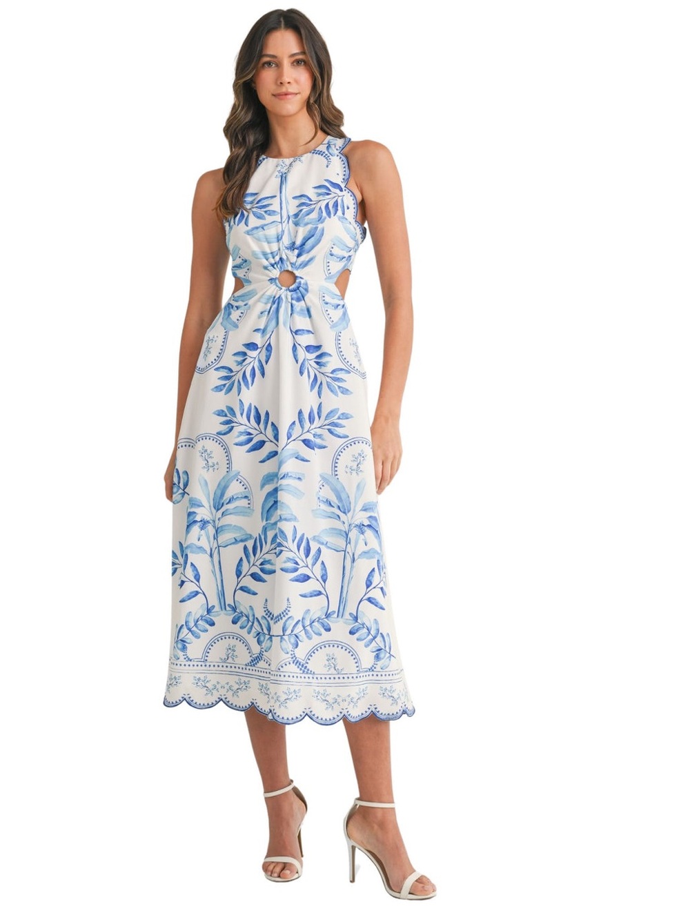 Mable Scallop Hem Cutout Midi Dress